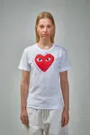 Comme Des Garçons Play Crew Neck Graphic Print Stud Embellishments In White