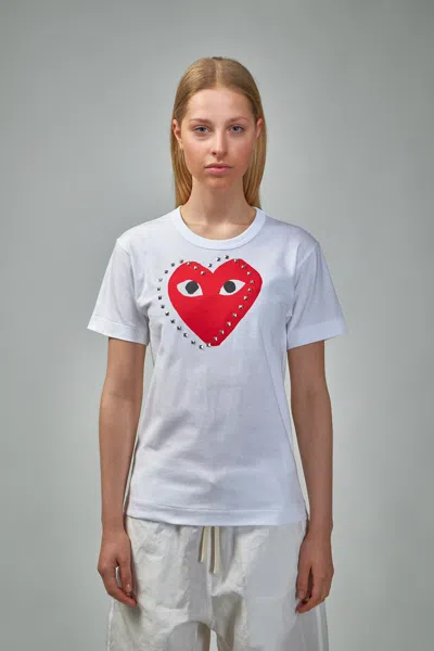 Comme Des Garçons Play T-shirt Logo Stud Stud Print In White