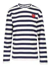 Comme Des Garçons Play T-shirt Rhinestone Red Heart In Multicolor