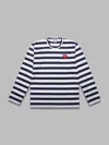 Comme Des Garçons Play Emblem Striped T-shirt With Rhinestones In Black