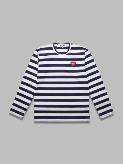 COMME DES GARÇONS PLAY T-SHIRT STRIPE EMBLEM X RHINESTONE