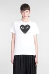 Comme Des Garçons Play White Stud Print Black Heart T-shirt In White