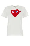 Comme Des Garçons Play Small And Big Heart-print Cotton T-shirt In White