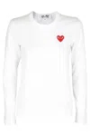 Comme Des Garçons Play White Heart Patch Long Sleeve T-shirt In White