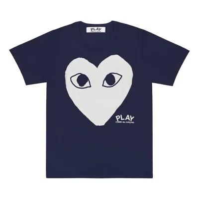 Comme Des Garçons Play Comme Des Garcons Play T-shirt White Love Printing Short Sleeve Navy Blue