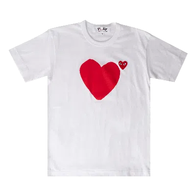 Pre-owned Comme Des Garçons Play T-shirt With 2 Small Red Hearts 'white'
