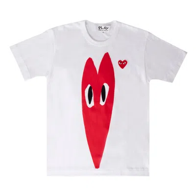 Pre-owned Comme Des Garçons Play T-shirt With Enlarged Red Heart 'white' | Men's Size M