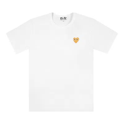 Pre-owned Comme Des Garçons Play T-shirt With Gold Heart 'white' | Men's Size Xxl