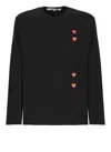 Comme Des Garçons Play Comme Des Garcons Play Mens Black Vertical Heart-print Cotton-jersey T-shirt In Black