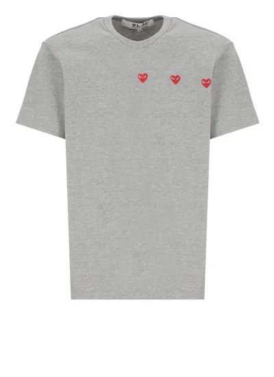 Comme Des Garçons Play T-shirt With Logo In Grey