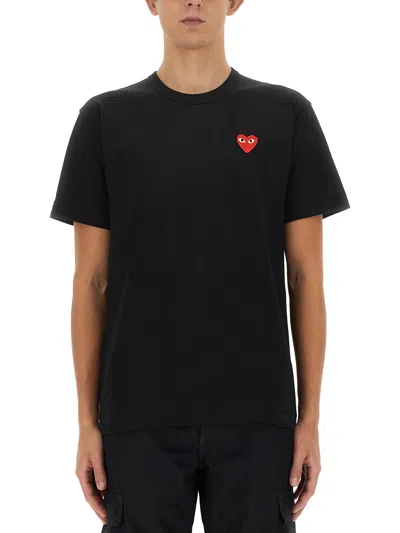 Comme Des Garçons Play T-shirt With Logo Patch In Black