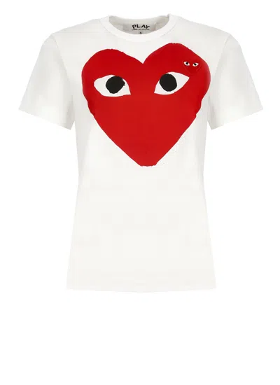 Comme Des Garçons Play Logo Printed T-shirt In White