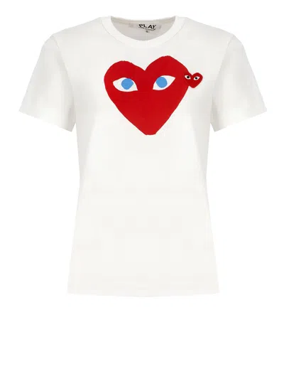 Comme Des Garçons Play T-shirt With Logo In White