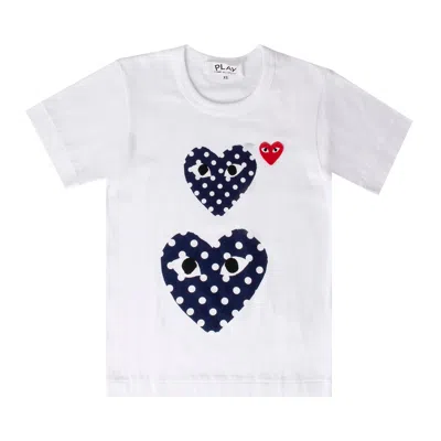 Pre-owned Comme Des Garçons Play T-shirt With Polka Dot Heart 'white' | Men's Size L