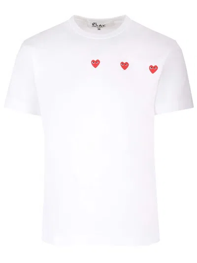 Comme Des Garçons Play T-shirt With Red Hearts In Gray
