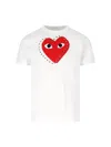 Comme Des Garçons Play Crew Neck Graphic Print Stud Embellishments In White