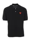 Comme Des Garçons Play Heart Embroidered Polo Collar Short Sleeves In Black
