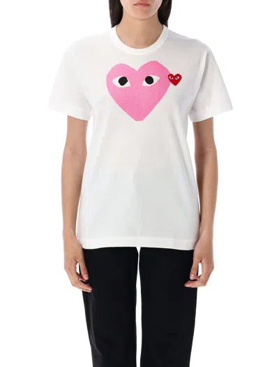 Comme Des Garçons Play Comme Des Garcons Play T Shirts And Polos Pink In White