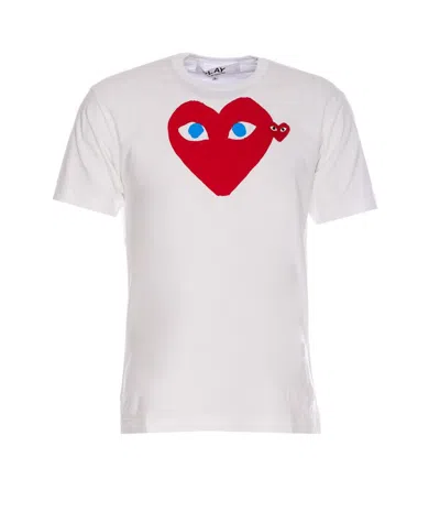 Comme Des Garçons Play Crew Neck Graphic Print Short Sleeves T-shirt In White