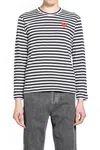 Comme Des Garçons Play Omme Des Garcons Play Single Heart Stripe T Shirt In Multi