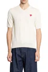 Comme Des Garçons Play Heart Wool Knit Short Sleeve Tee In White