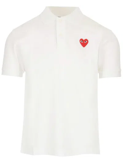 Comme Des Garçons Play Half-sleeved Polo In White