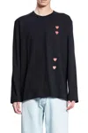 Comme Des Garçons Play Comme Des Garcons Play Mens Black Vertical Heart-print Cotton-jersey T-shirt In Black