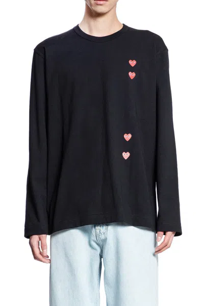 Comme Des Garçons Play Comme Des Garcons Play Mens Black Vertical Heart-print Cotton-jersey T-shirt
