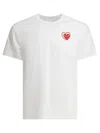 Comme Des Garçons Play Crew Neck Embroidered Heart Patch T-shirts In White