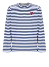 Comme Des Garçons Play Striped Long Sleeves T-shirt In White In Blue