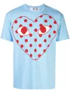 Comme Des Garçons Play Mens Blue Play Dotted Graphic-print Crewneck Cotton T-shirt