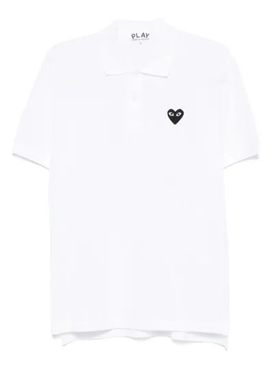 Comme Des Garçons Play Tshirt Black Emblem Knit In White
