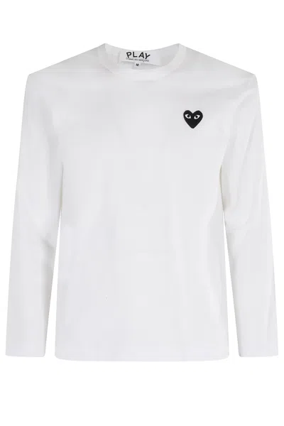 Comme Des Garçons Play Tshirt Black Emblem In White