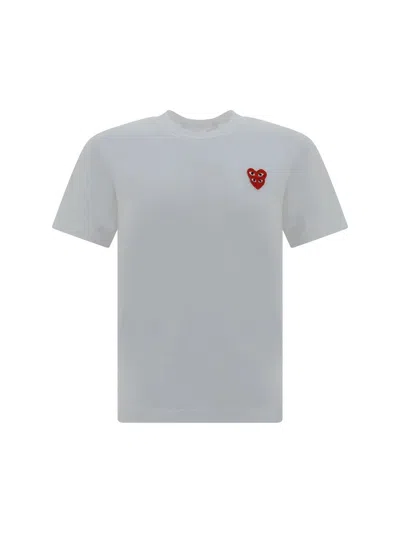 Comme Des Garçons Play Tshirt Double Red Emblem In White