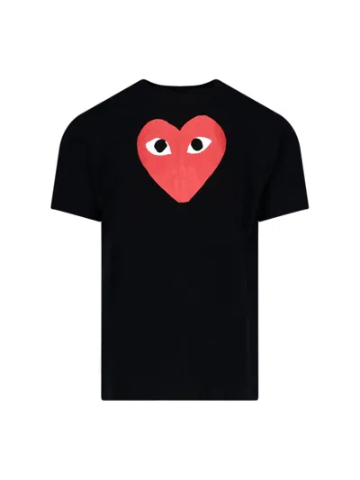 Comme Des Garçons Play T-shirt Heart Print In Black