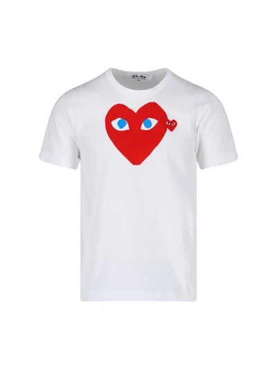 Comme Des Garçons Play T-shirt Logo In White