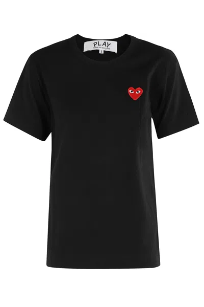 Comme Des Garçons Play Tshirt Red Emblem In Black