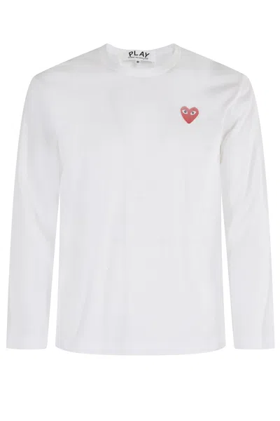 Comme Des Garçons Play Tshirt Red Emblem In Gray