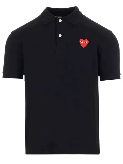 Comme Des Garçons Play Tshirt Red Emblem Knit In Black