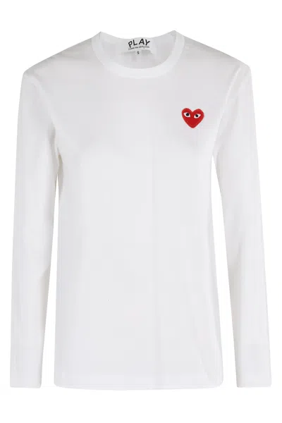 Comme Des Garçons Play Tshirt Red Emblem In White
