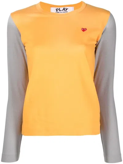 Comme Des Garçons Play Two-tone Knitted Jumper In Gelb