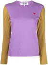 Comme Des Garçons Play Two-tone Knitted Jumper In Violett