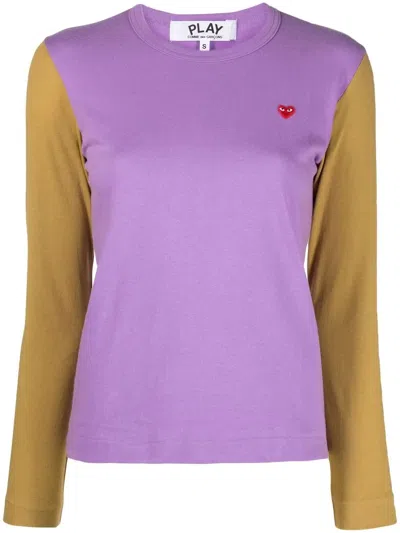 Comme Des Garçons Play Two-tone Knitted Jumper In Violett