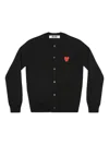 Comme Des Garçons Play U Round-neck Double Red Emblem Knit Clothing In Black