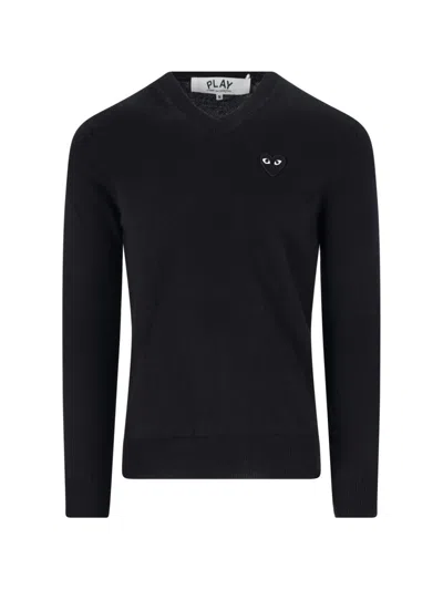Comme Des Garçons Play Comme Des Garcons Play Unisex 100% Wool Sweater With Heart Patch In Black