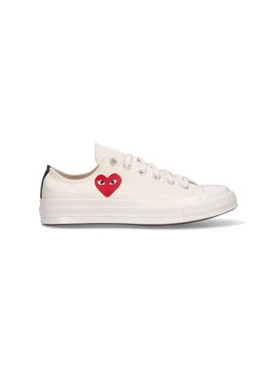 Comme Des Garçons Play Comme Des Garcons Play Unisex Cotton Upper Sneakers With Rubber Sole In White
