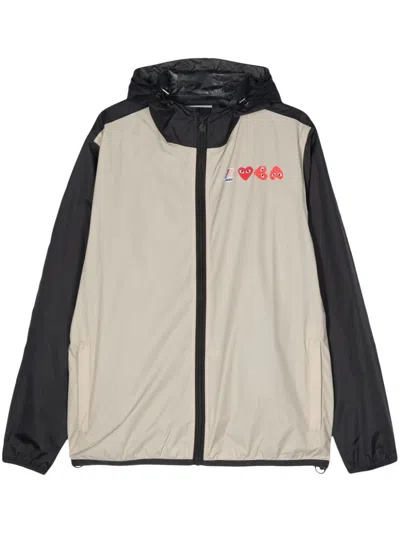 Comme Des Garçons Play K-way Red Emblem Jacket In Multi