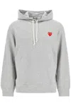 Comme Des Garçons Play Unisex Light Grey Cotton Hoodie With Red Heart In Grey