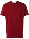 Comme Des Garçons Play Unisex T-shirt Double Burgendy Emblem Knit Clothing In Red