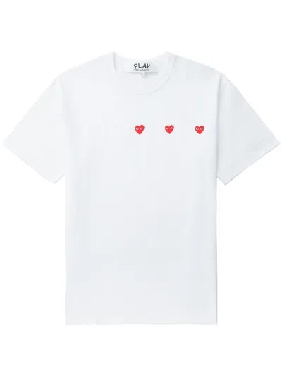 Comme Des Garçons Play Unisex T-shirt Logo Print Knit Clothing In White
